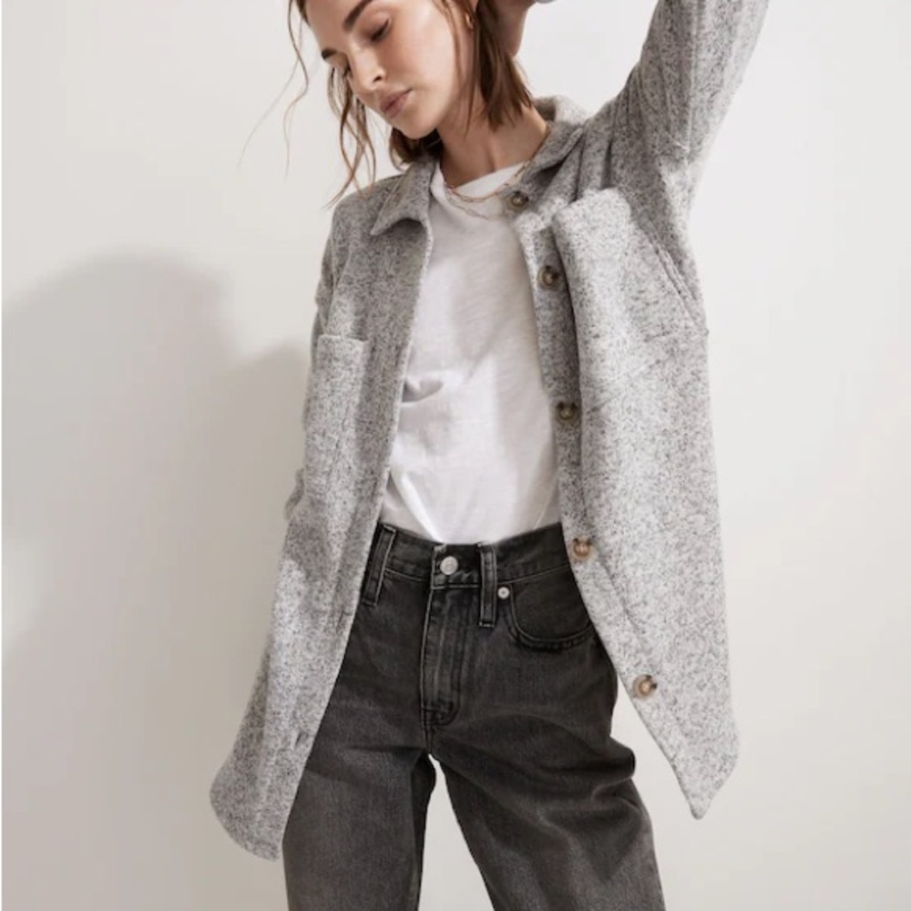 Madewell MWL (Re)sourced Gray Sweater Fleece Shirt-Jacket